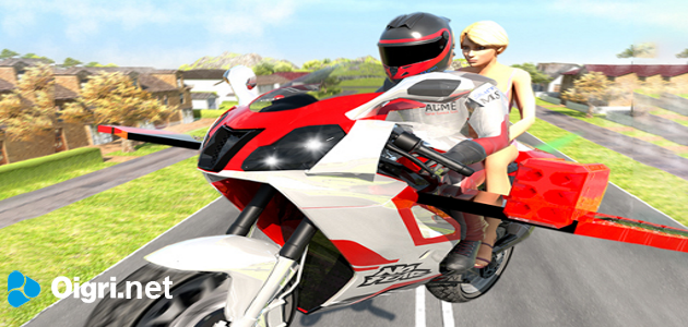 Driving a flying motorcycle simulator